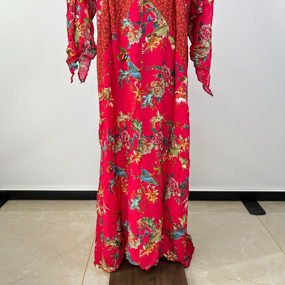 NWOT JOHNNY WAS Floral Malakye Paneled Cover Up Maxi Dress Boho Red Size S - Picture 7 of 13